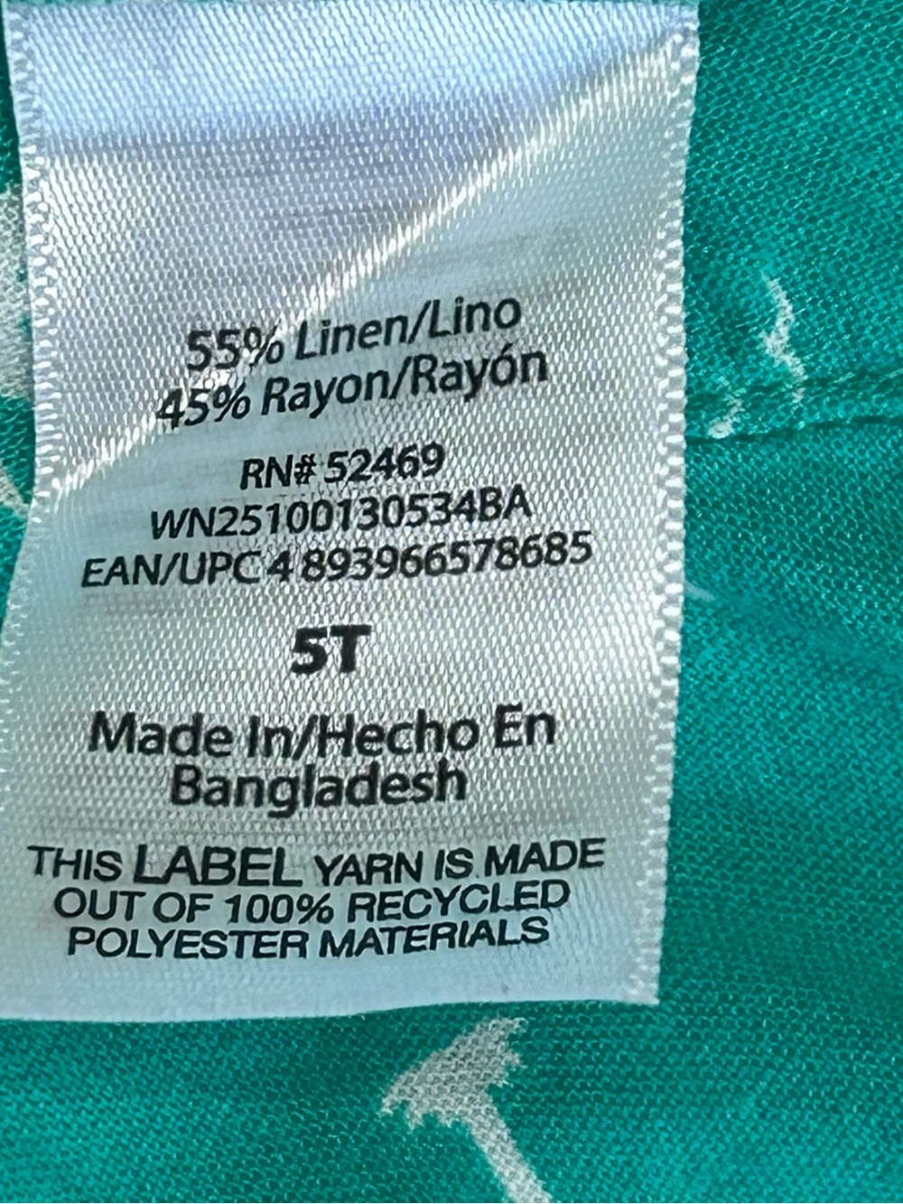 Wonder Nation Boys Tropical Button Up Shirt 5T Teal Green - Picture 4 of 7